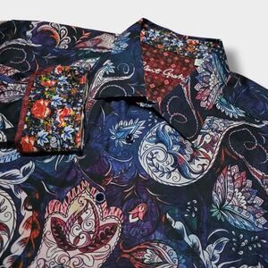 Robert Graham Crazy Paisley Cosmic Flip Cuff Mens Size 1XL Red Blue Long Sleeve